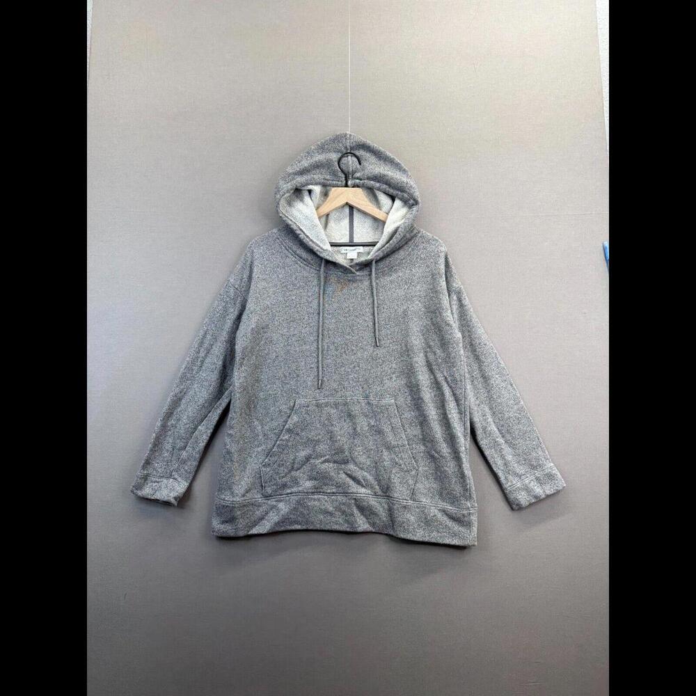 Liz Claiborne Womens Gray Hoodie Drawstring Pockets Long Sleeve Size L